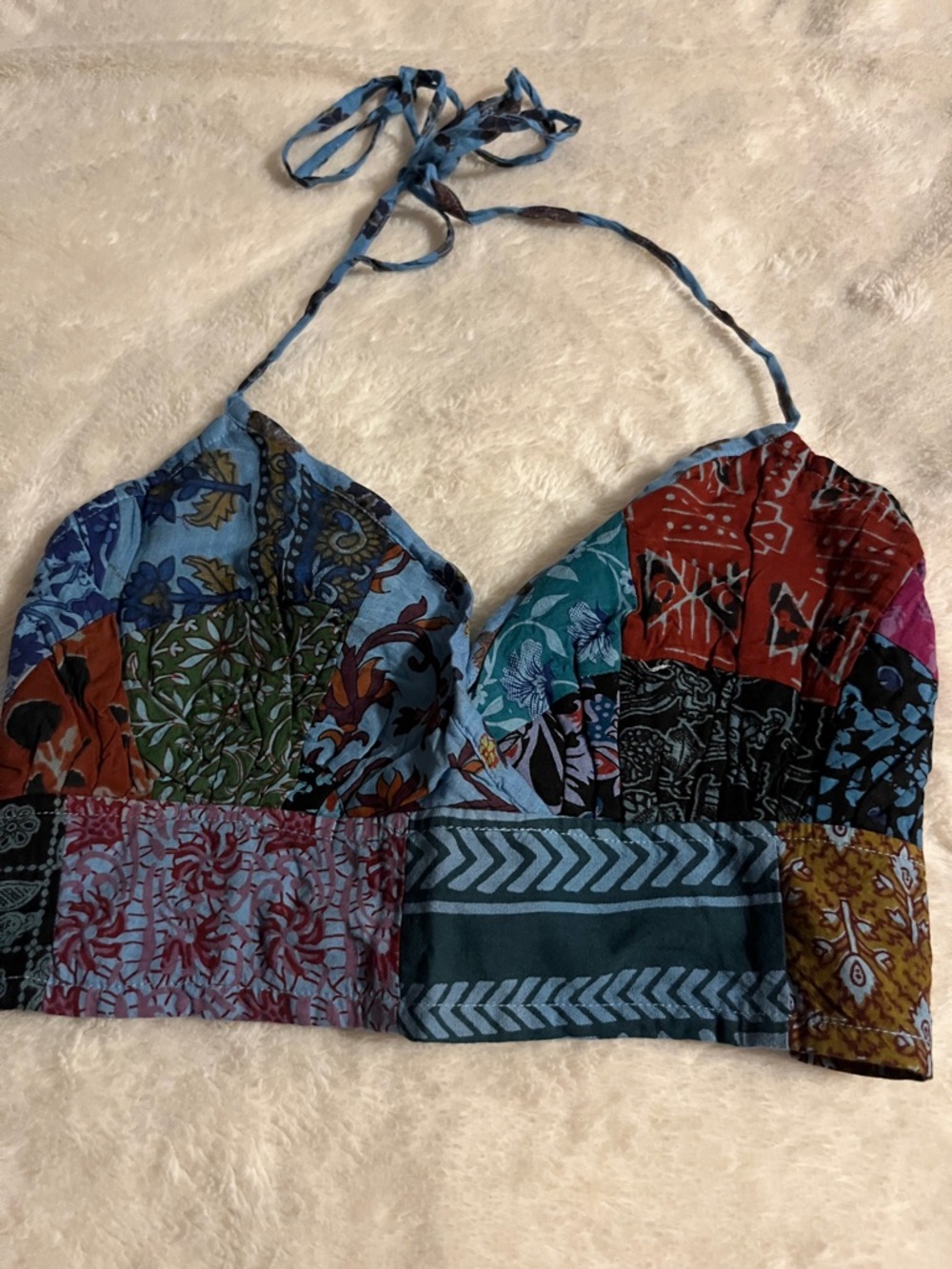 Boho Patchwork Halter in Blue Multi